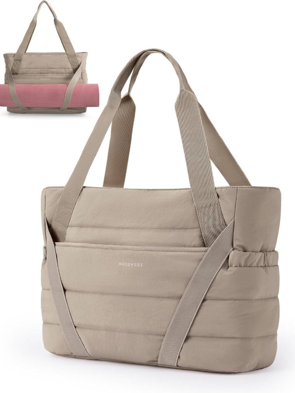 Tote Bag for Women with Zipper and Yoga Mat Straps